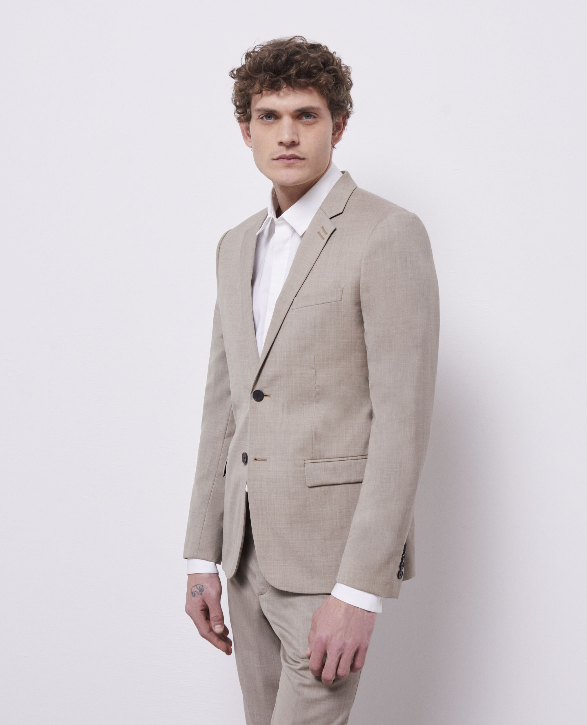 Veste de costume en laine beige