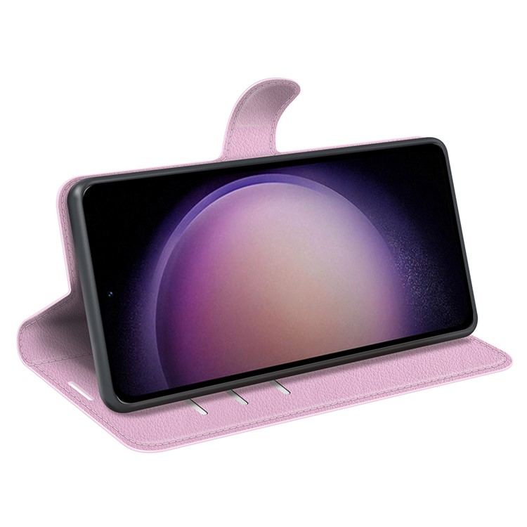 Samsung Galaxy S23 FE Leder Tasche Flip Cover Litchi Look - Rosa