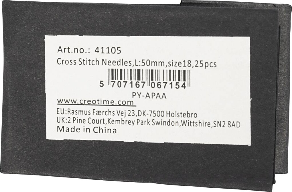 Broderinål - Øjemål 9 MM - Nr. 18 - L 50 MM - Uden Spids - 25 Stk
