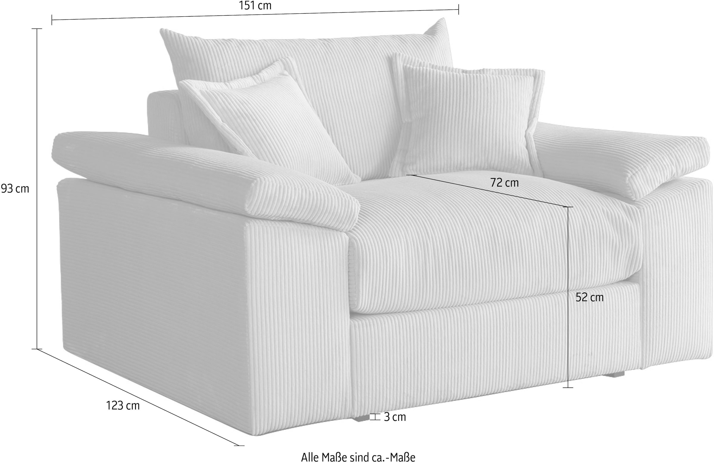 Home affaire XXL-Sessel »Soft&Cosy, B: 151 cm« Mega-Sessel, Cord oder Chenille-Struktur,mit 2 Zierkissen