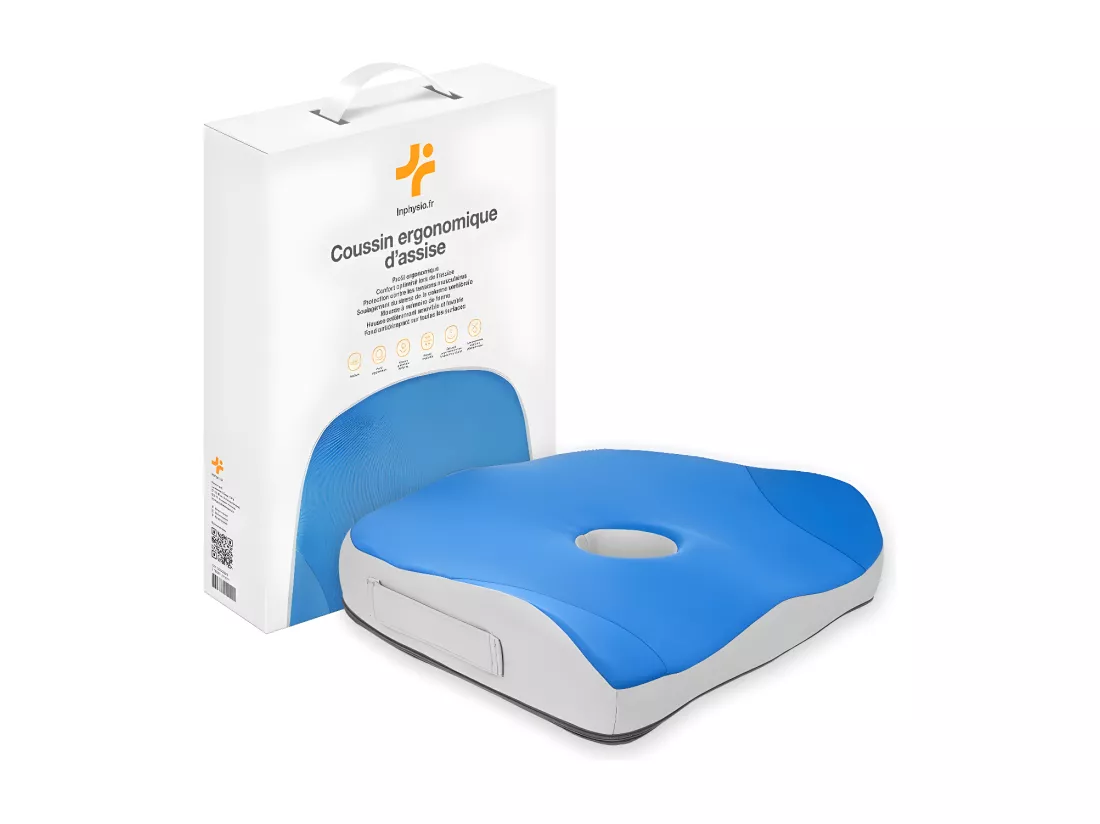 Coussin de Siège Ergonomique en Mousse a Mémoire de Forme - 45x37x9 - INPHYSIO