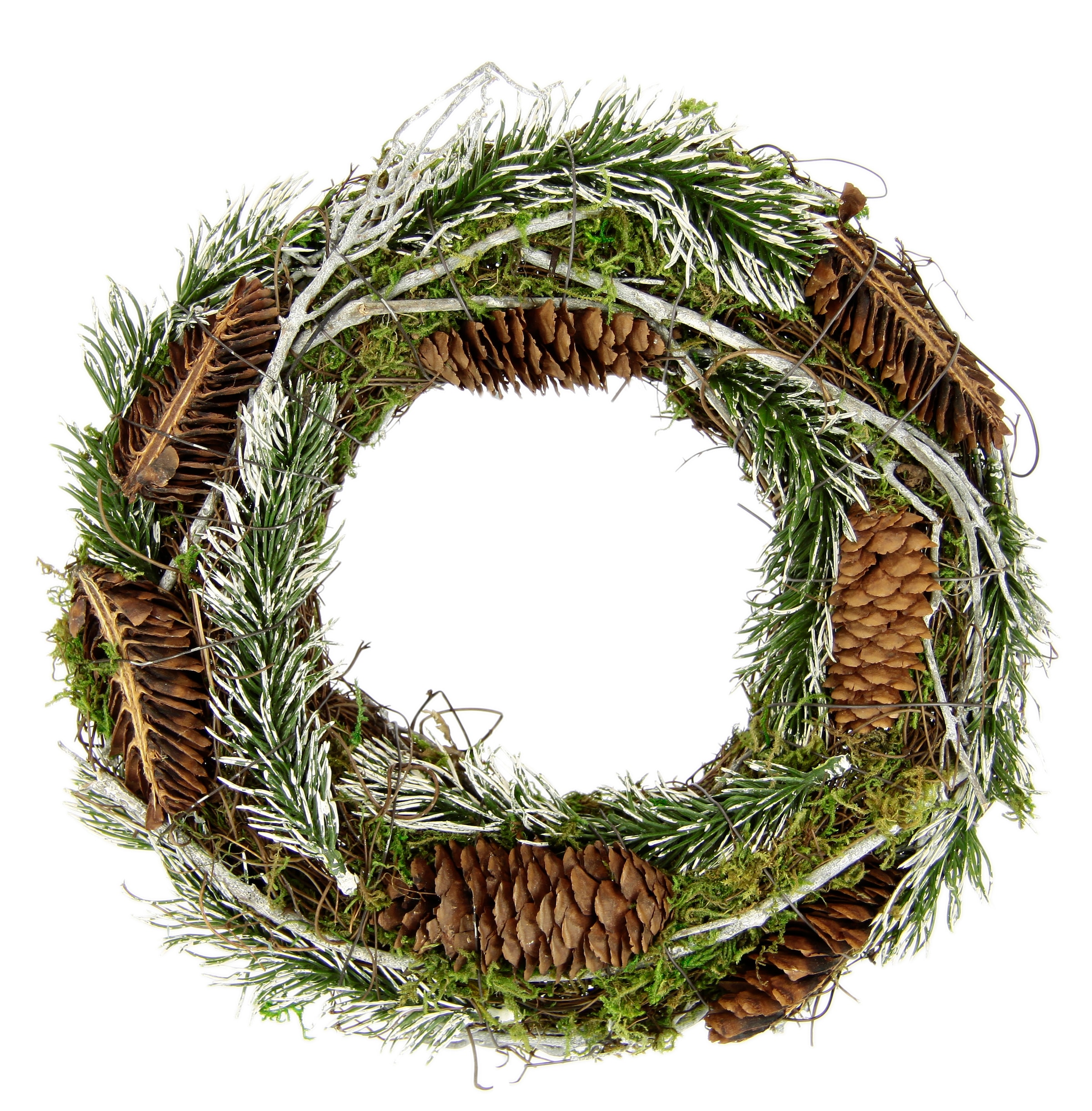I.GE.A. Kunstkranz »Natur-Kranz Tannenzweige/Zapfen/Reisig« Weihnachtskranz Dekokranz Kranz Adventskranz Türkranz Weihnachtsdeko