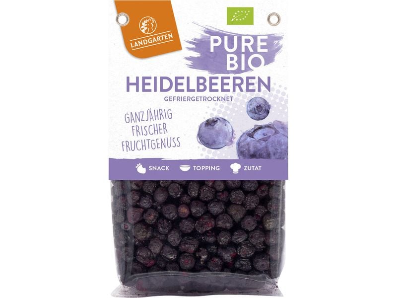 Landgarten Heidelbeeren gefriergetrocknet 20 g Gefriergetrocknete Wildheidelbeeren mit einem fruchtig-säuerlichen Geschmack