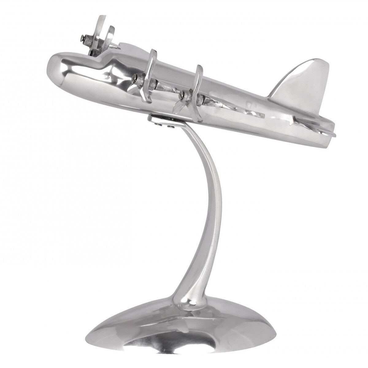 FineBuy Design Deko Flugzeug Propeller aus Aluminium Flieger Farbe Silber