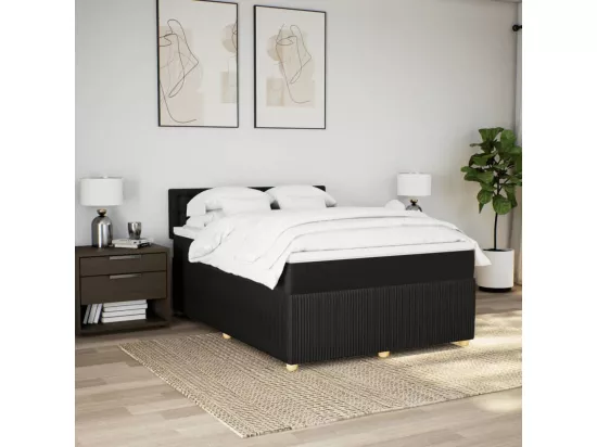 Sommier à lattes de lit avec matelas Noir 140x190 cm Tissu