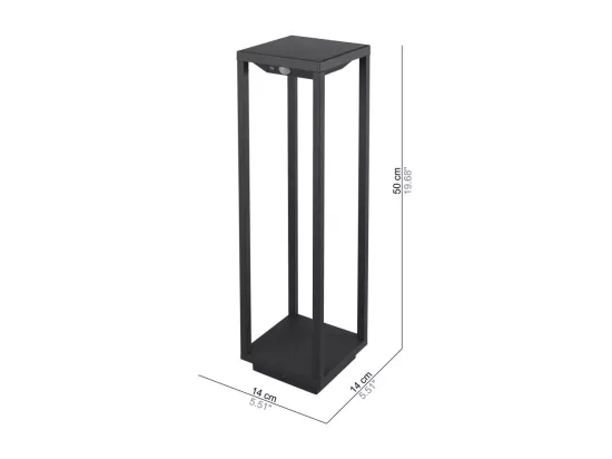 Lanterne solaire domestique LED gris foncé 2,2w avec batterie IP54 Zafferano