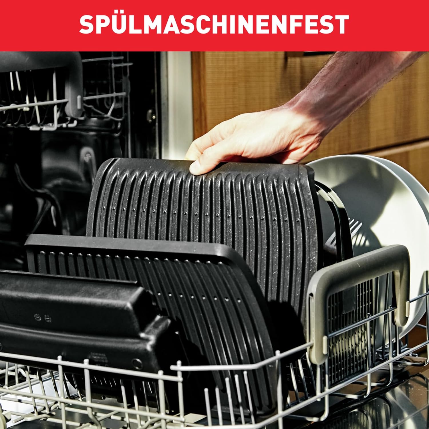Tefal OptiGrill Kontaktgrill, 6 automatische Programme, Garstufenanzeige, passt Temperatur und Grillzyklus ans Grillgut an, antihaftbeschichtete abnehmbare Platten, Elektrogrill, Edelstahl, GC705D16