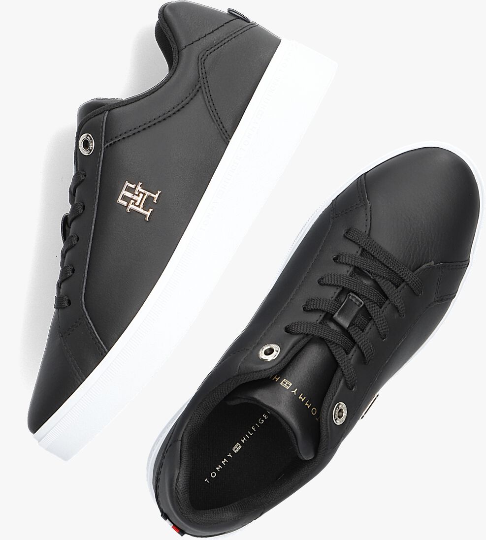 TOMMY HILFIGER zwarte tommy hilfiger lage sneakers th court