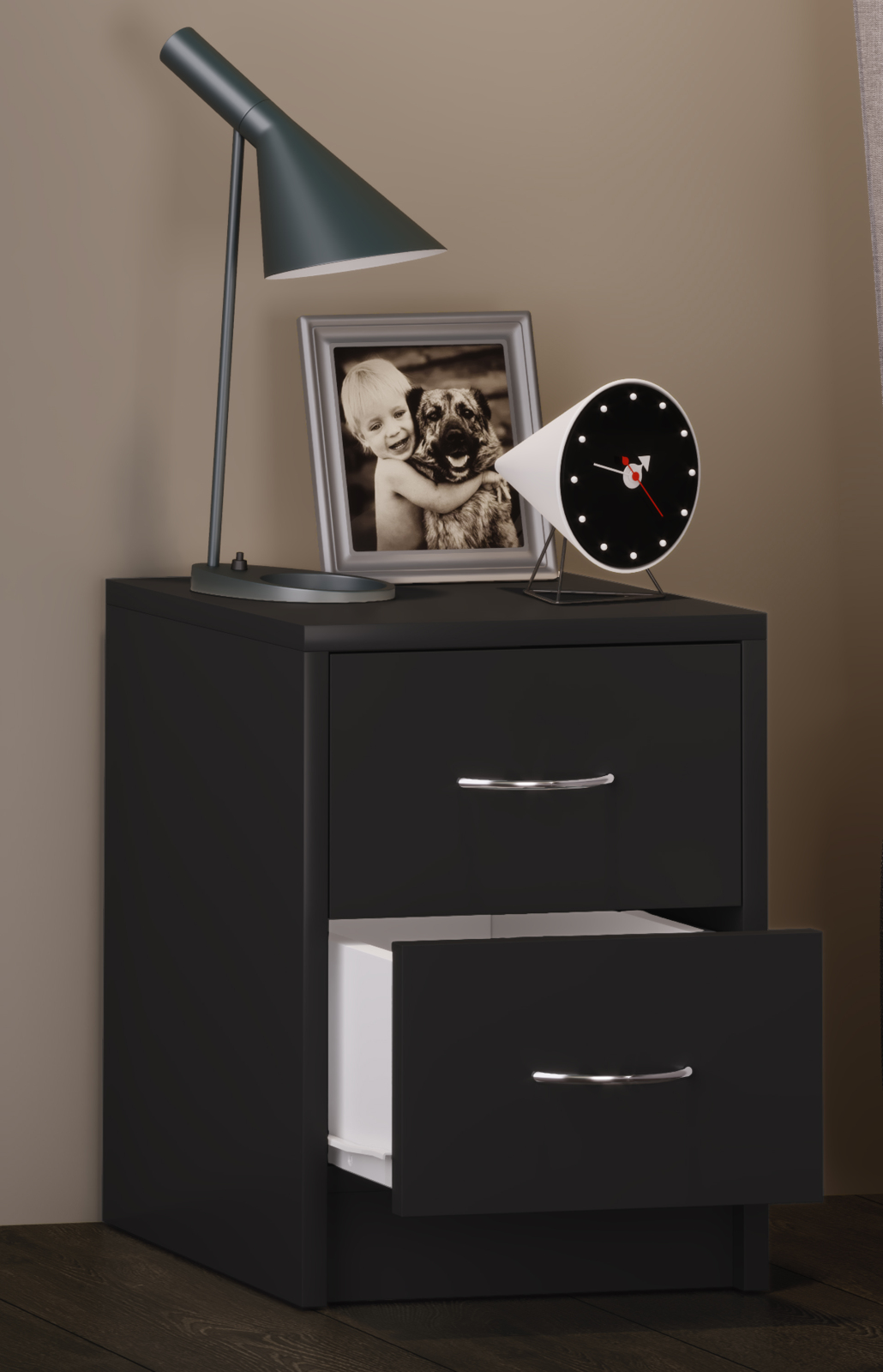 Nachttisch BOXAL MINI - schwarz - 2 Schubkästen