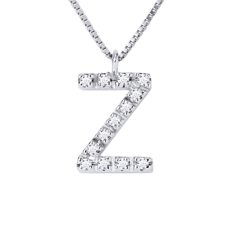 Collier ALPHABET Diamants 0,06 Cts  LETTRE 