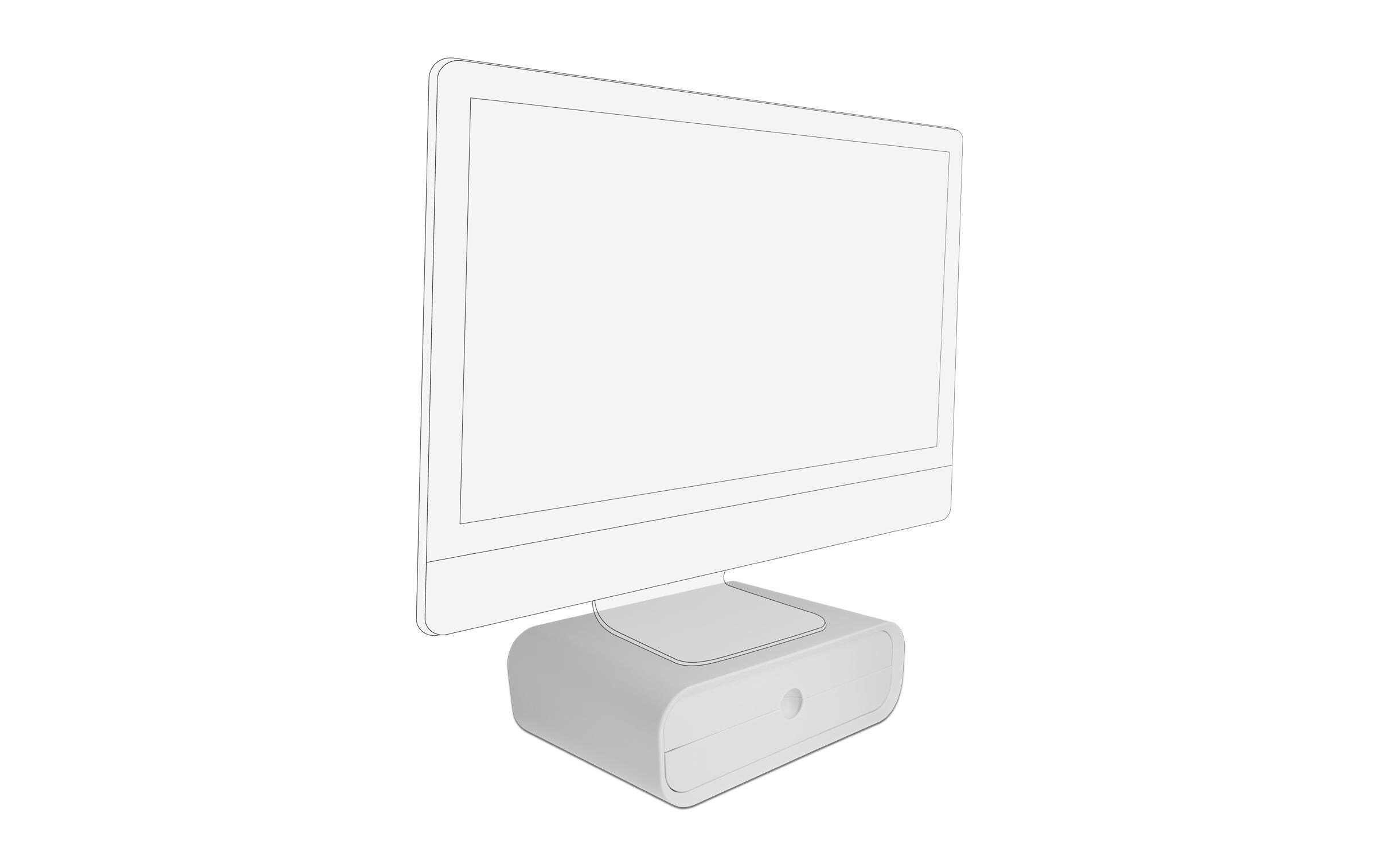 Monitor Erhöhung mit zwei Schubladen WeissDelock Monitorständer mit zwei Schubladen weiss