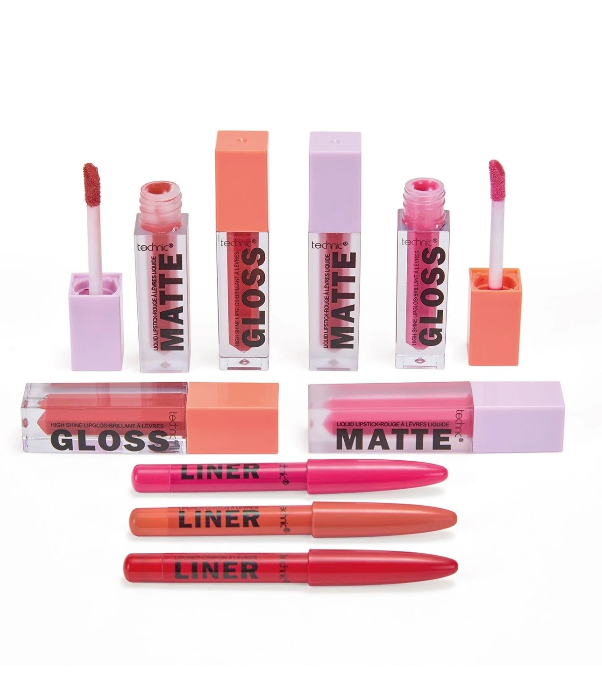 Technic Cosmetics - Conjunto de delineador de lábios + batom Lip Vault