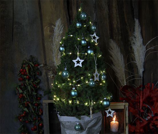 Echtes Weihnachtsbäumchen mit Dekoration, ca. 80 cm, grün