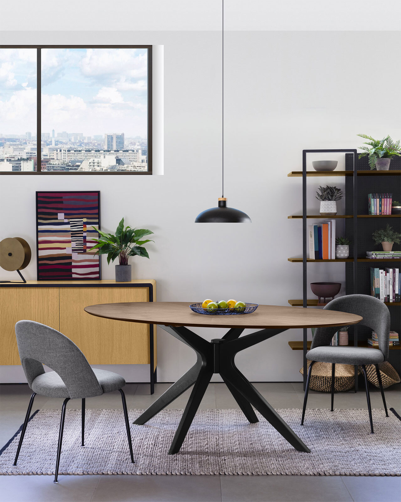 Kave Home Esstisch NAANIM 180 x 110 cm schwarz /Nussbaum braun