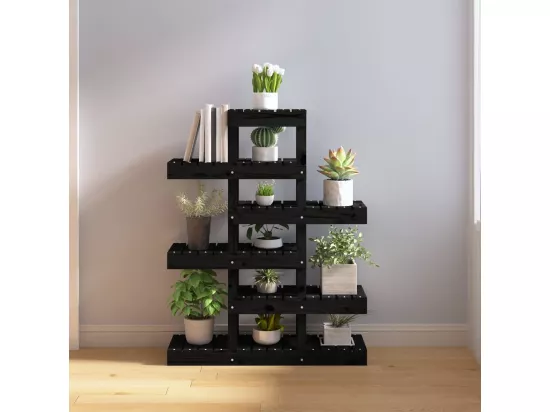 Support à plantes Noir 85x25x109,5 cm Bois massif de pin