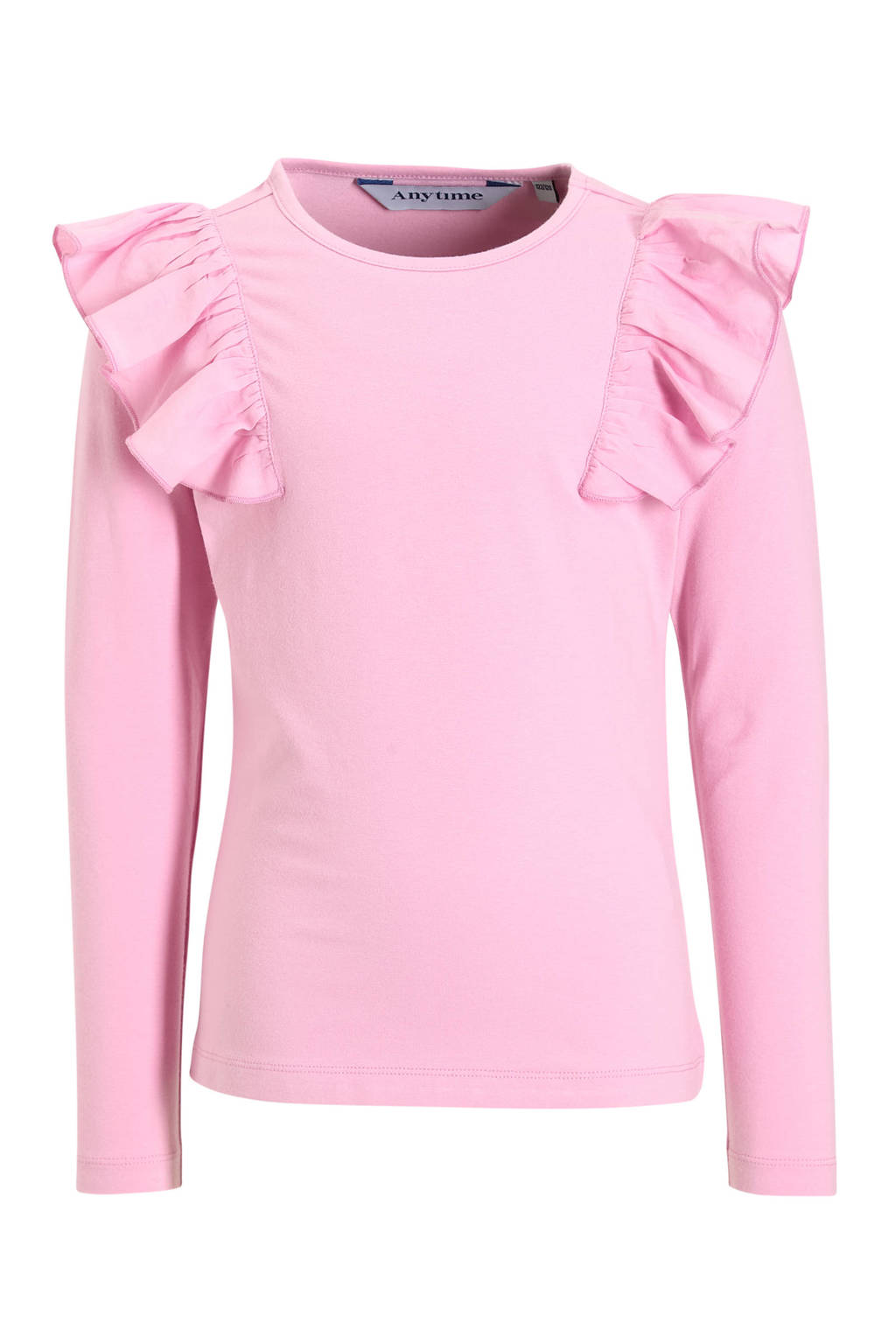 anytime longsleeve met ruffle roze