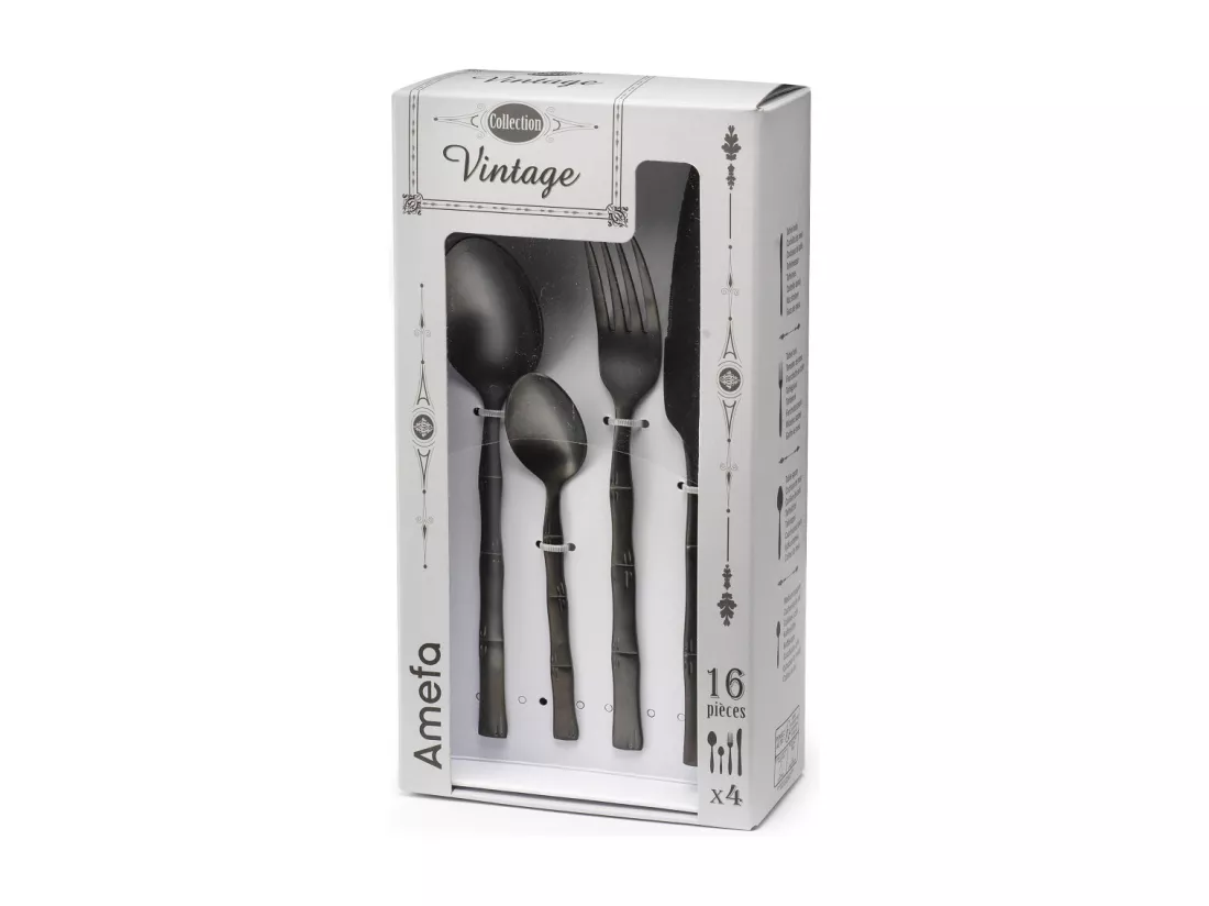 Canisse - Ménagère 16 pièces Noir mat