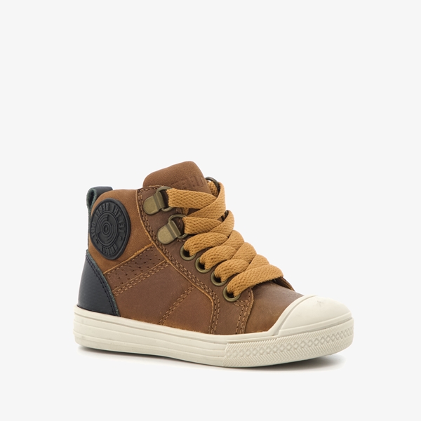 Braqeez hoge leren jongens sneakers cognac