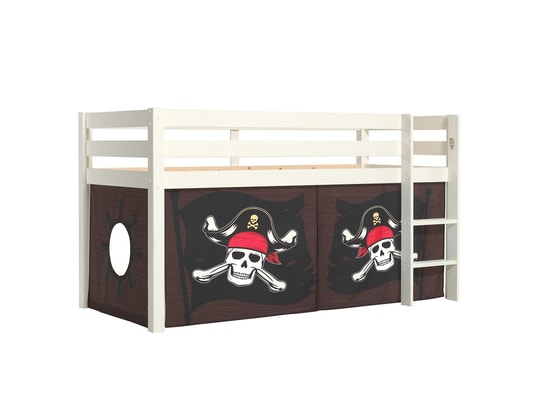 VIPACK - Lit mi-hauteur 90x200 sommier inclus housse pirate pino - bl...