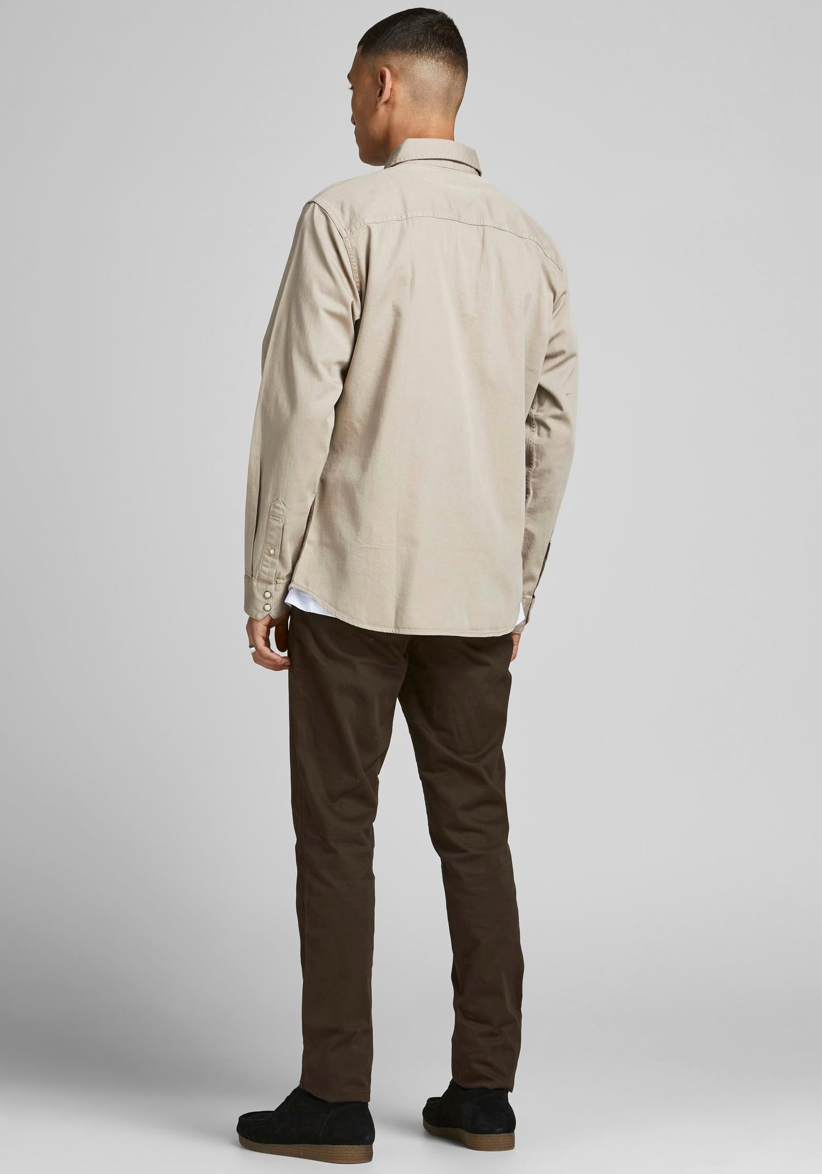 Jack & Jones Jeanshemd »JJESHERIDAN im Workwear-Stil mit robuster Baumwollqualität«, unifarben, modisch, slim fit, Baumwolle, Hemdkragen