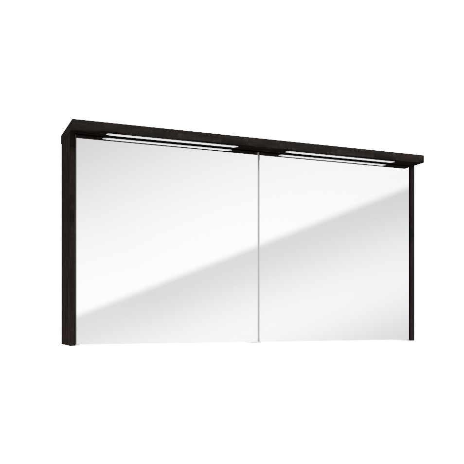 Fontana Grado spiegelkast met verlichting 117cm 2 deuren kasteel bruin