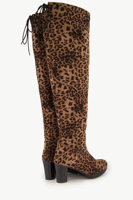 Overknee-Stiefel, XL-Schaft, Leomuster, Weite H