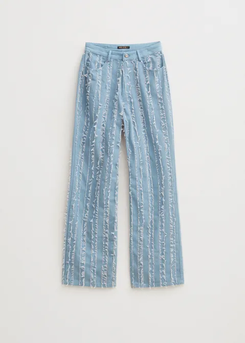 Straight jeans met franjes blauw (BLW.USM)