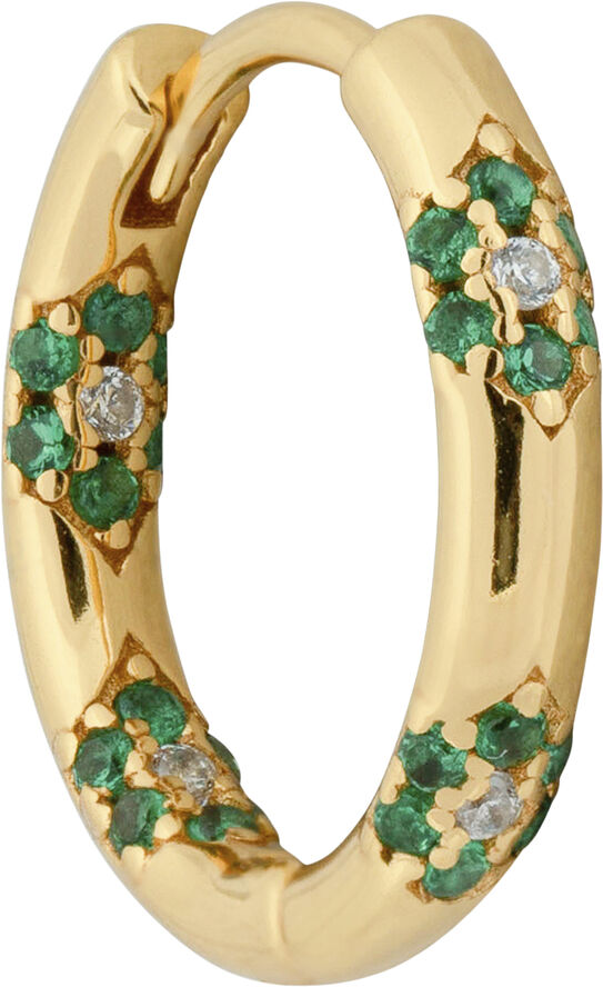 The Earring Shop Fauna Huggie Emerald Gold