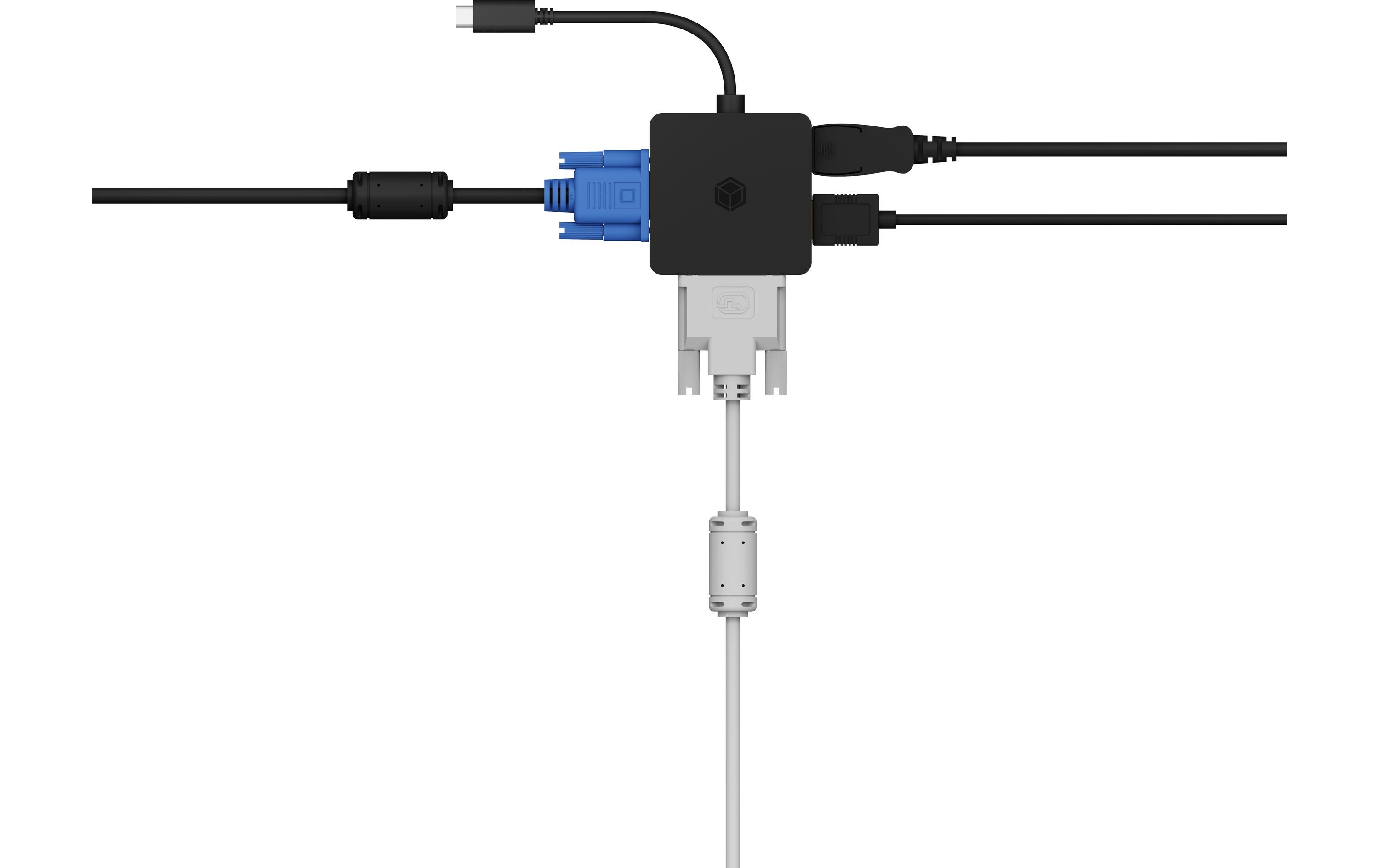 Adapter IB-DK1104-C USB Type-C - DisplayPort/DVI-D/HDMI/VGAVier in einem USB-C-Videoadapter