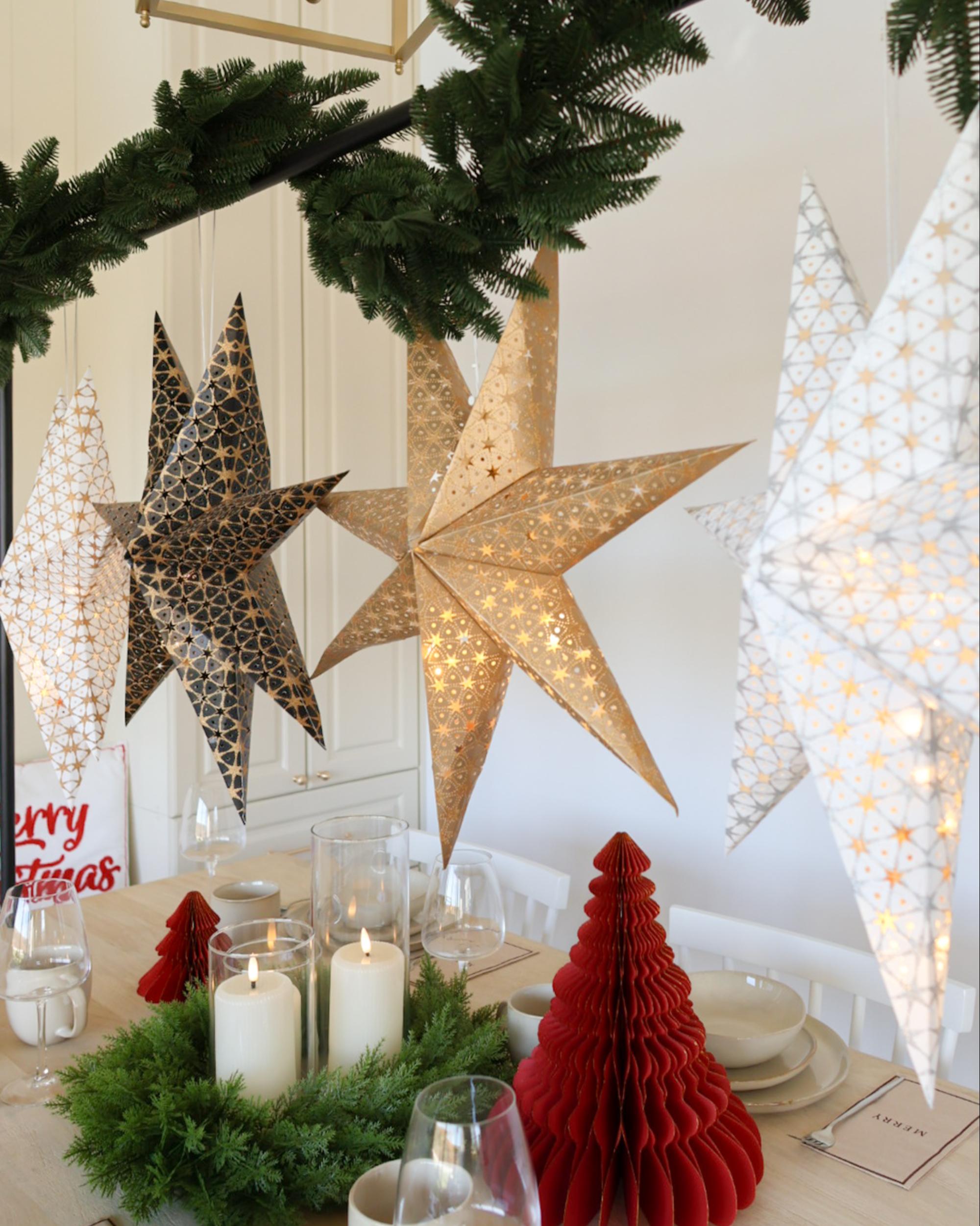 Set van 4 hangende decoraties LED TRISUL Ster 60 cm Meerkleurig