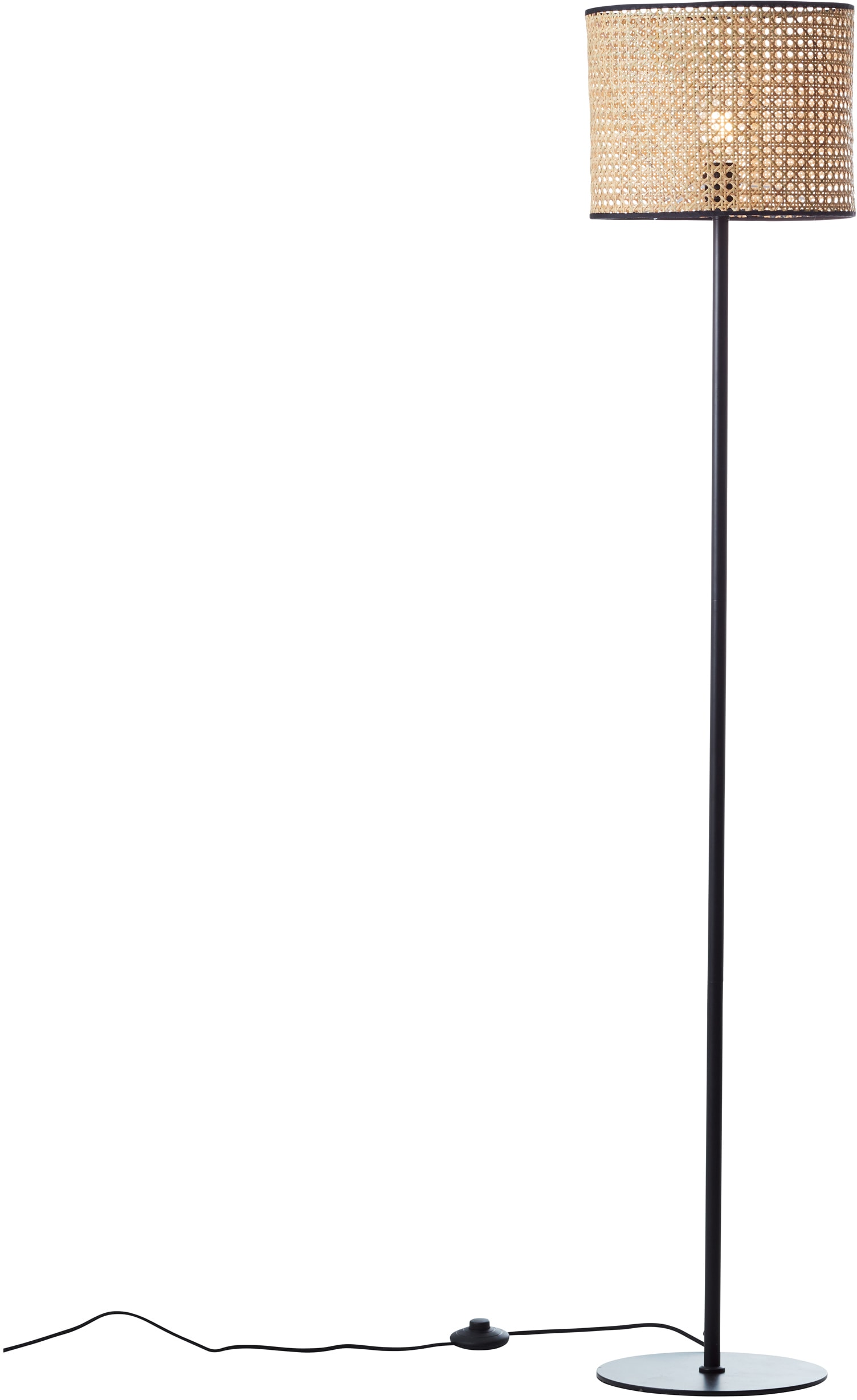 Brilliant Stehlampe »WILEY« E27 1 Stk. 154 cm Höhe, Ø 30 cm, 1 x E27, Metall/Rattan, holz hell/schwarz