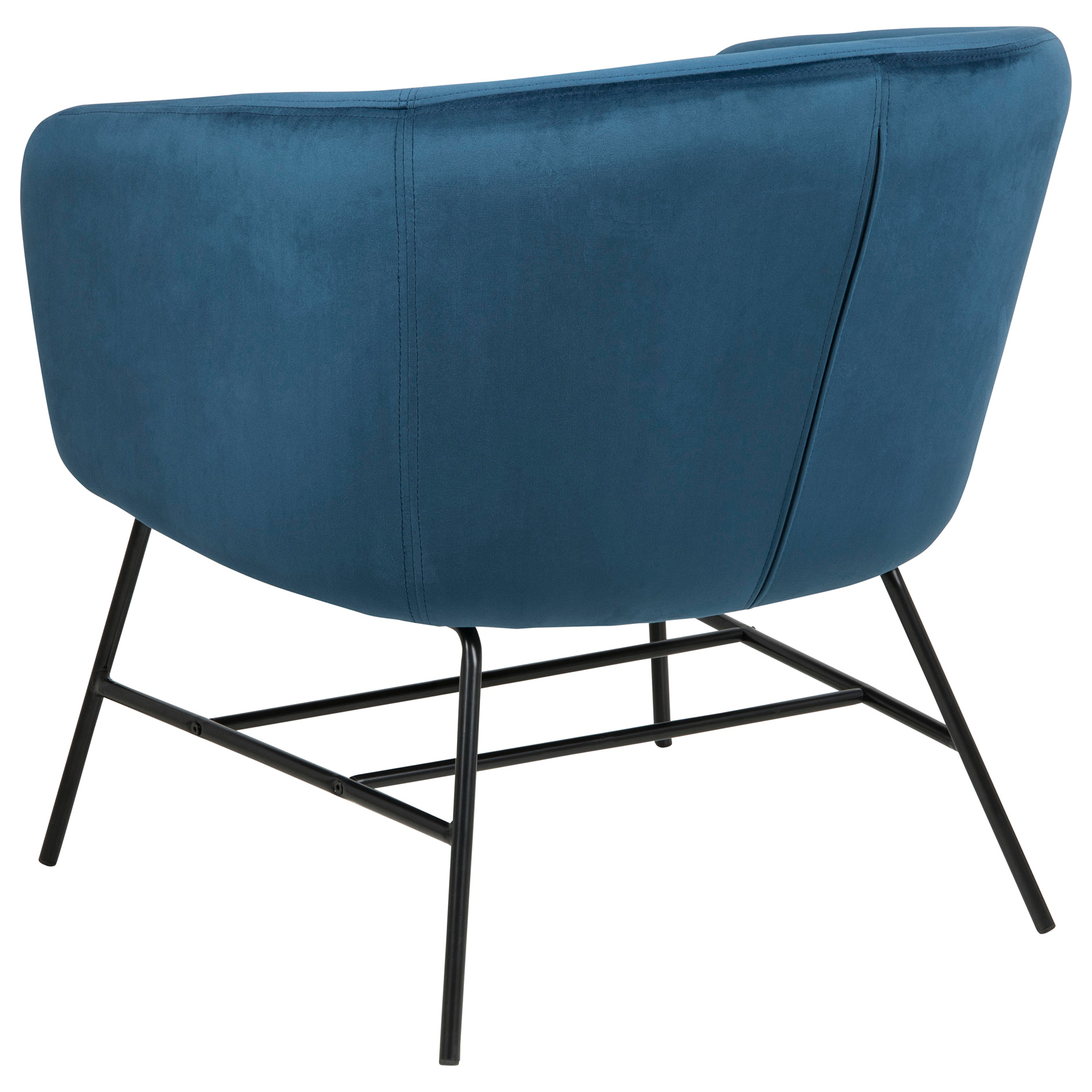 Loungestuhl RAMSEY - blau - matt schwarz - Samt