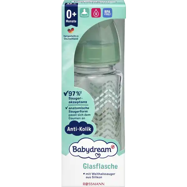 Glas Weithalsflasche Zacken 230 ml