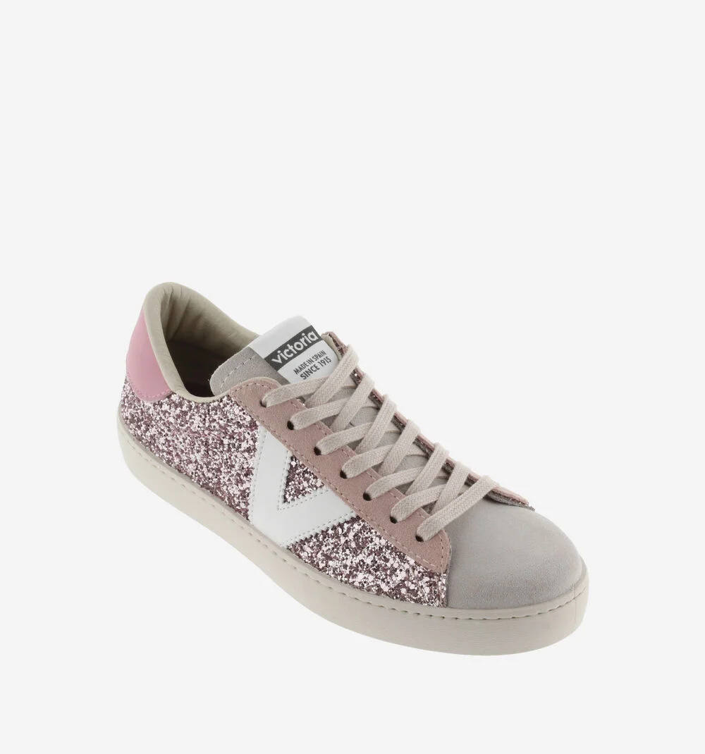 BERLÍN GLITTER Baskets glitter pour femme ROSA