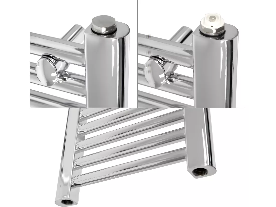 Radiateur électrique pour salle de bain Sahara 500x800 mm chromé raccord latéral courbé & thermoplongeur 300W