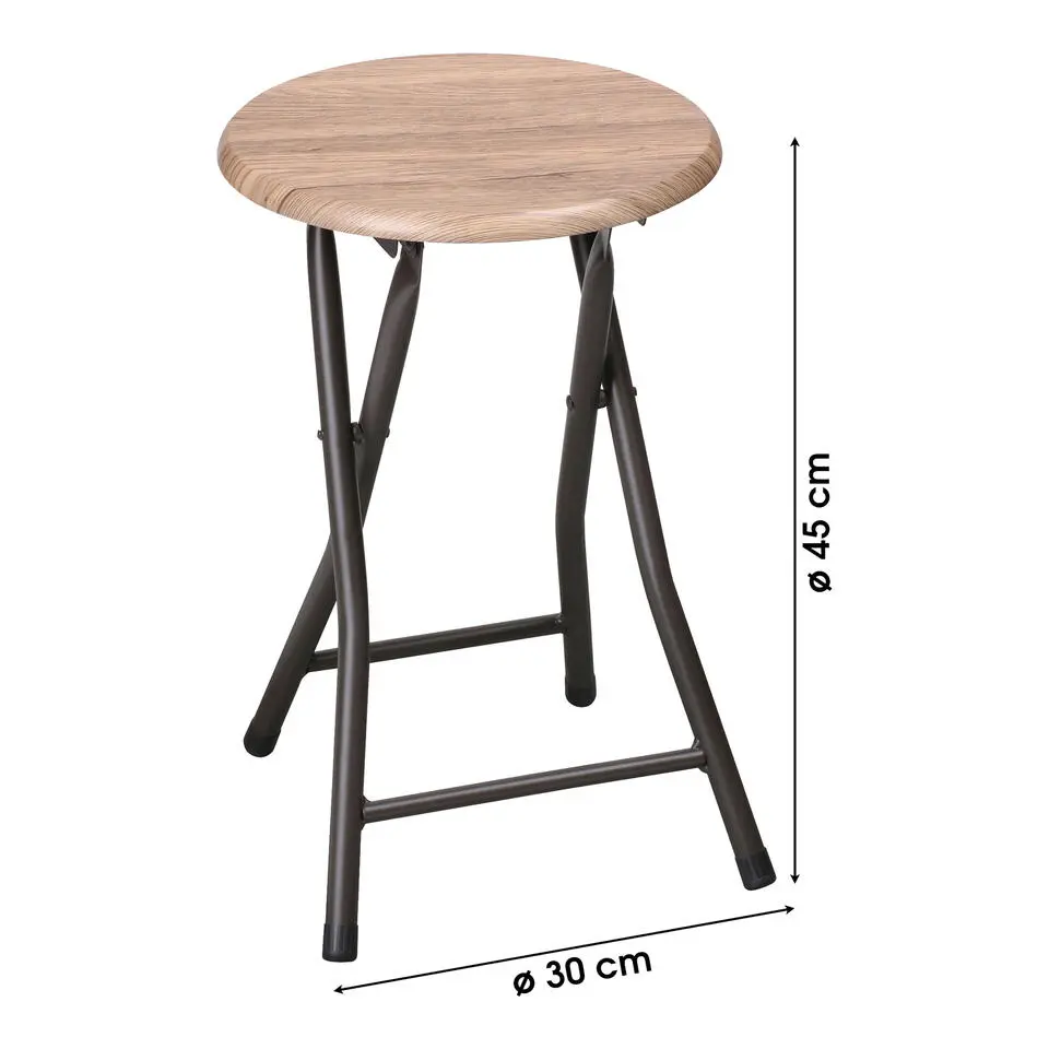 Urban Living krukje - metaal/hout - D30 x H45 cm - opvouwbaar