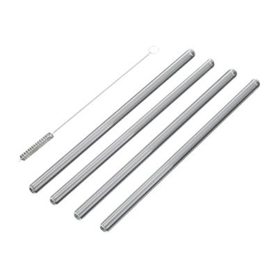 Little Balance - 4 Pailles verre transparent - 26 cm - avec goupillon de nettoyage