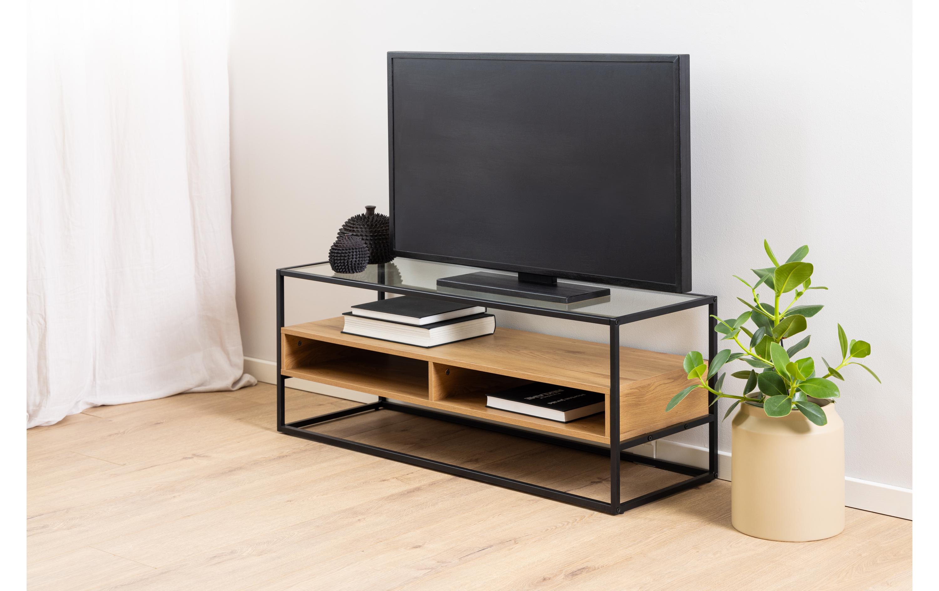 TV-Möbel Randolf 120 cm x 45 cm, Nature/Schwarz<br>TV-Tisch