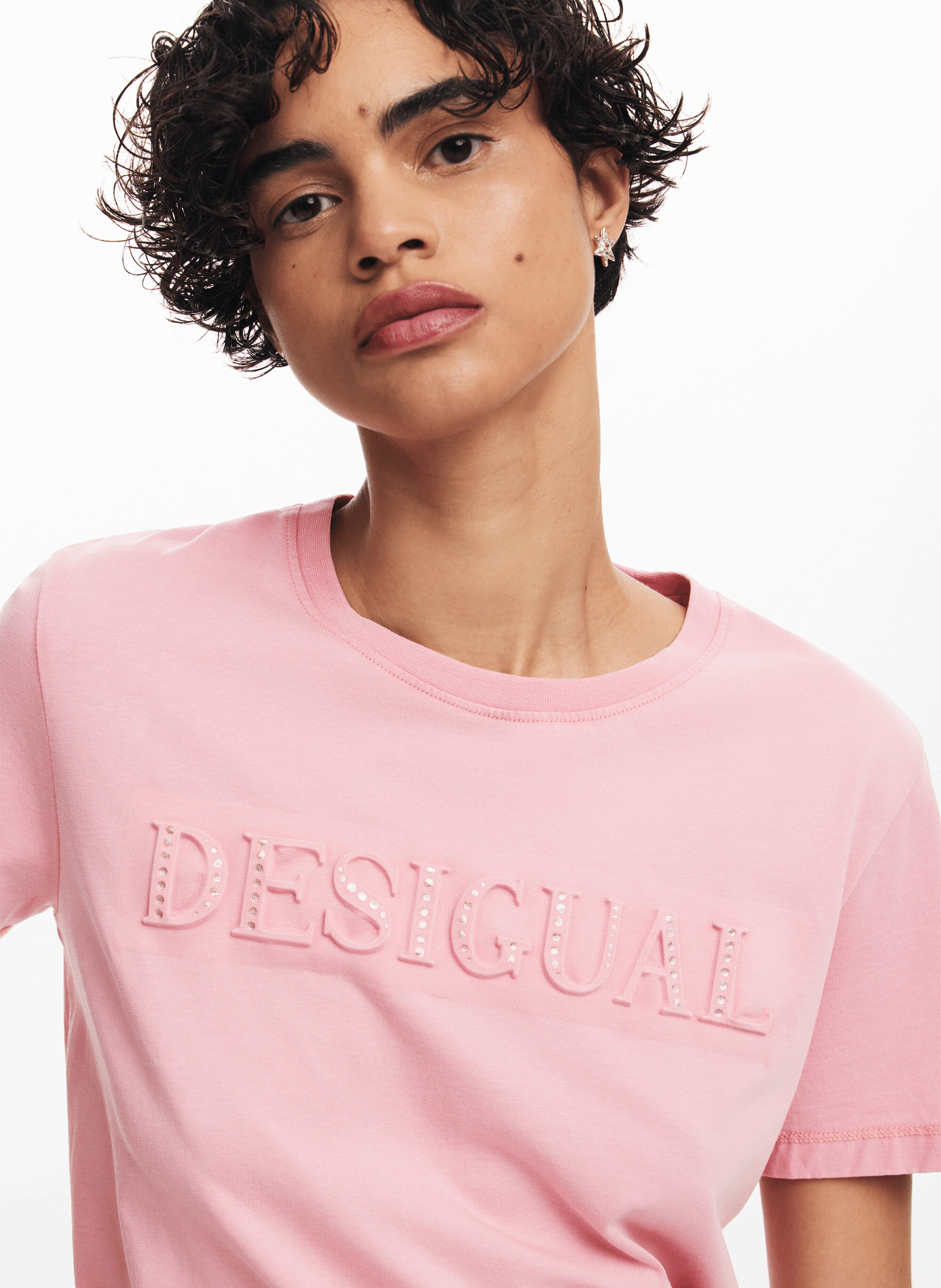 Tee-shirt droit col rond en coton | Rouge