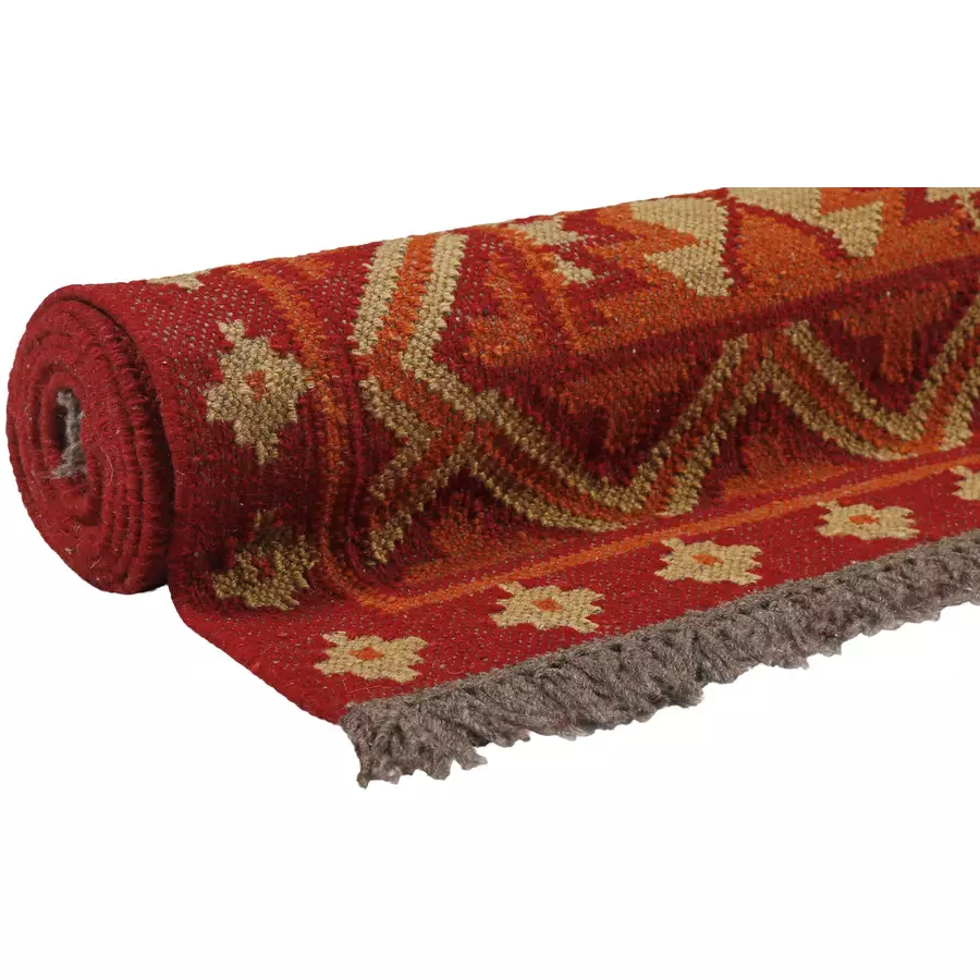 Green Looop Handweb-Teppich Clare rot