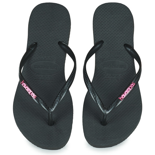 Havaianas - SLIM LOGO METALLIC - Noir / Rose