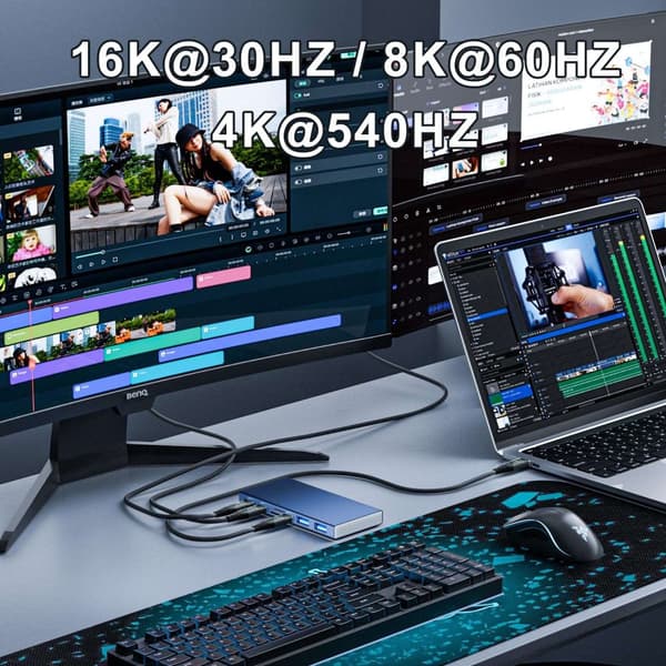 NÖRDIC 2m Thunderbolt 5 kabel 80Gbps dataoverføring 240W lading 120Gbps båndbredde 16K60Hz 8K60Hz 4K540Hz