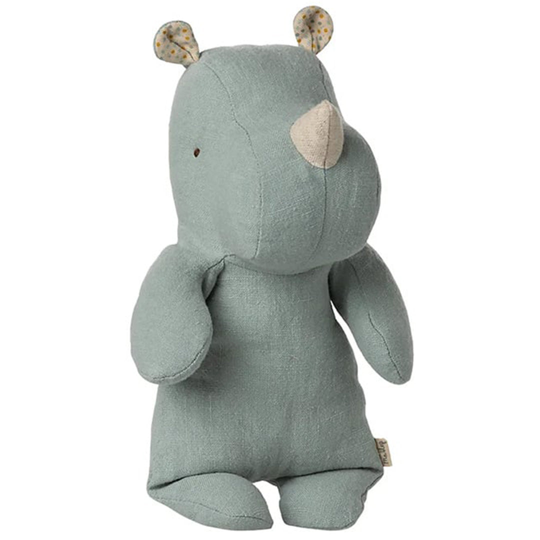 maileg safari friends neushoorn - light dusty blue - 23 cm