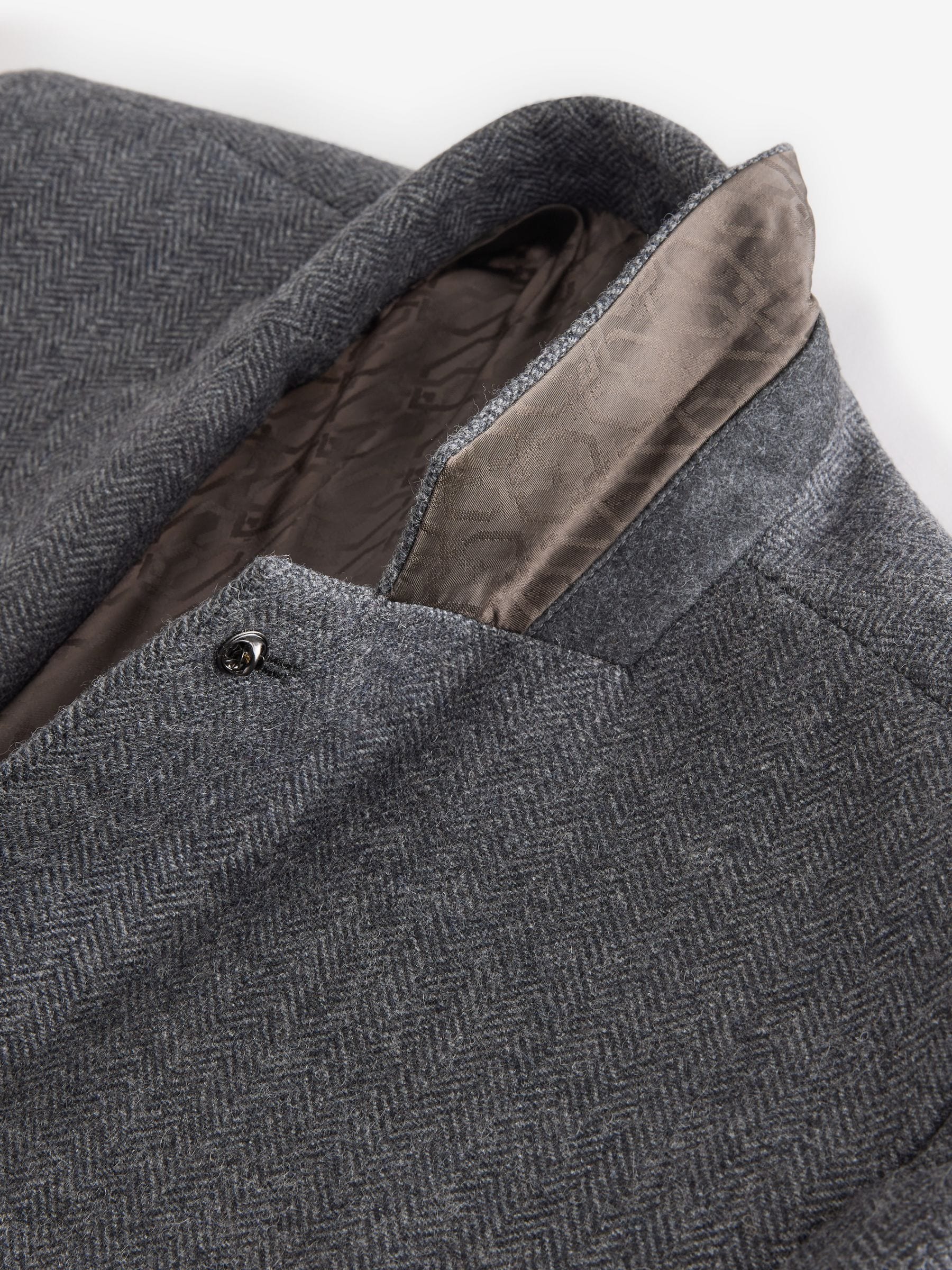 Antraciet - Slim Fit - Blazer met visgraatmotief en hoog wolgehalte