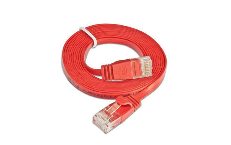 Slimpatchkabel RJ-45 - RJ-45, Cat 6, UTP, 0.75 m, RotUnscreened/Unshielded Twisted-Pair-Kabel (UTP) mit Klinkenschutz