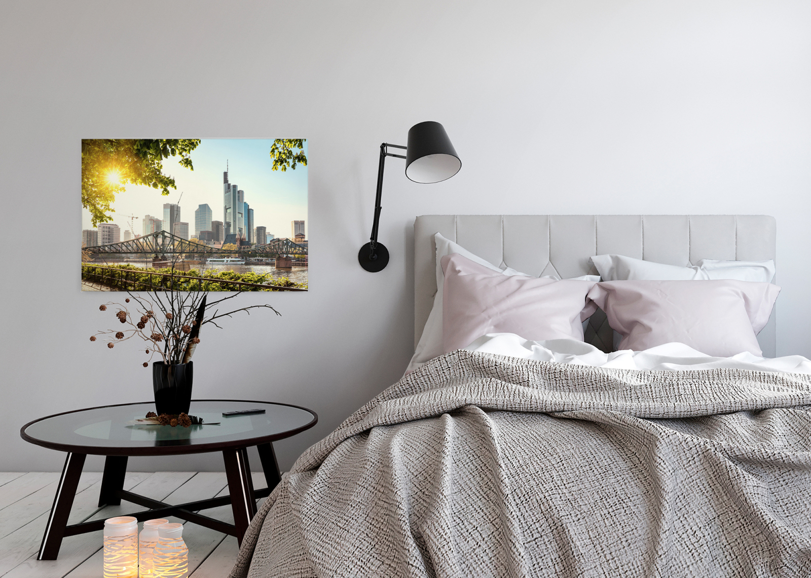 Leinwandbild FRANKFURT - grau-grün - 90x60 cm