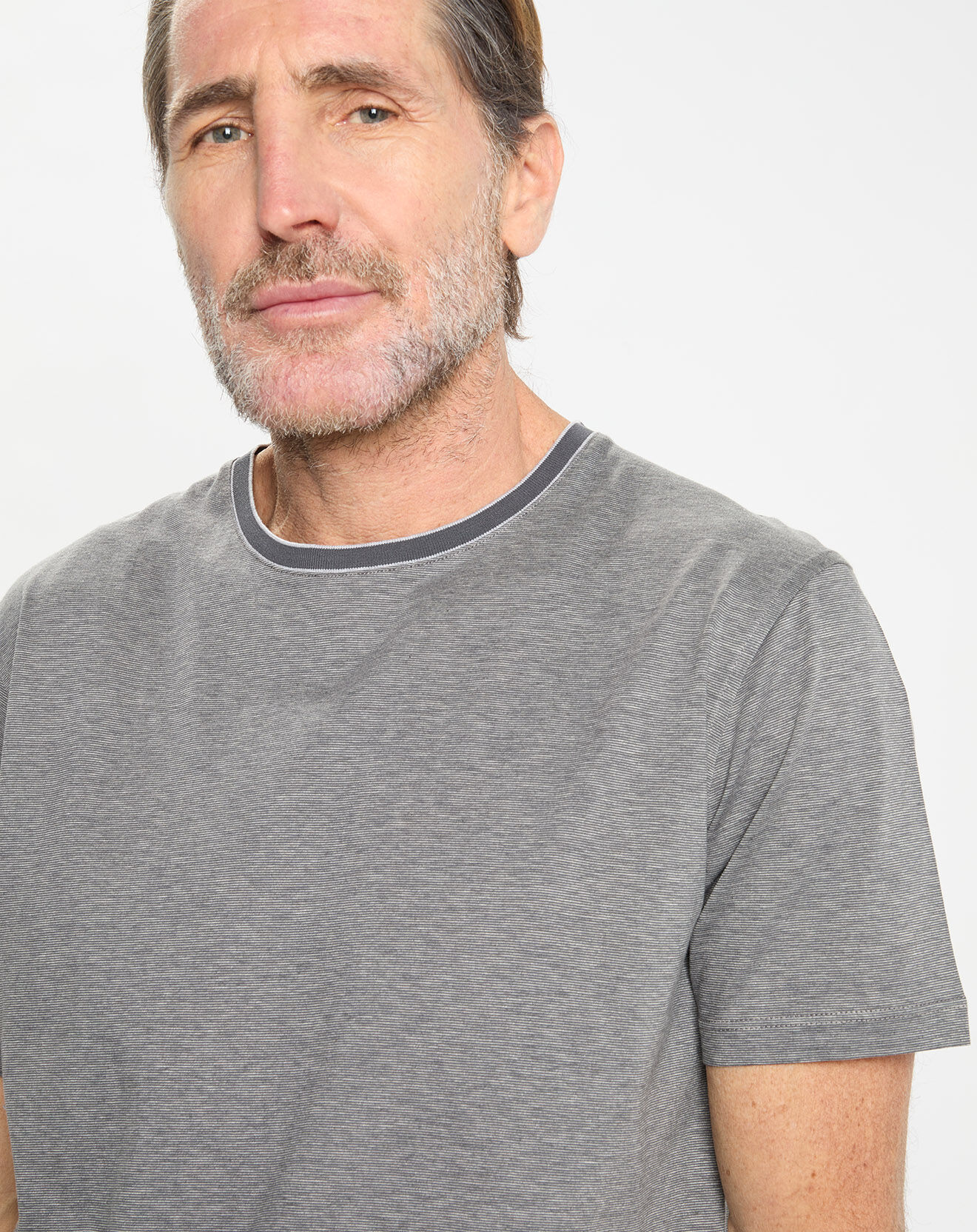 Hackett London T-Shirt Regular Fit Mercerisé à rayures milleraie gris