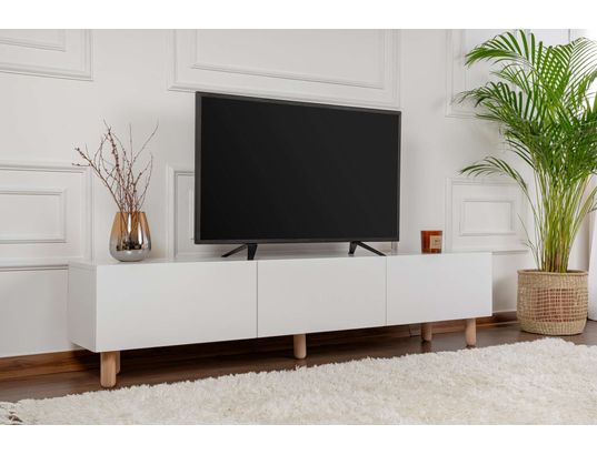 CONCEPT1 - Meuble TV Alvin blanc 180 x 31,4 x h42 cm