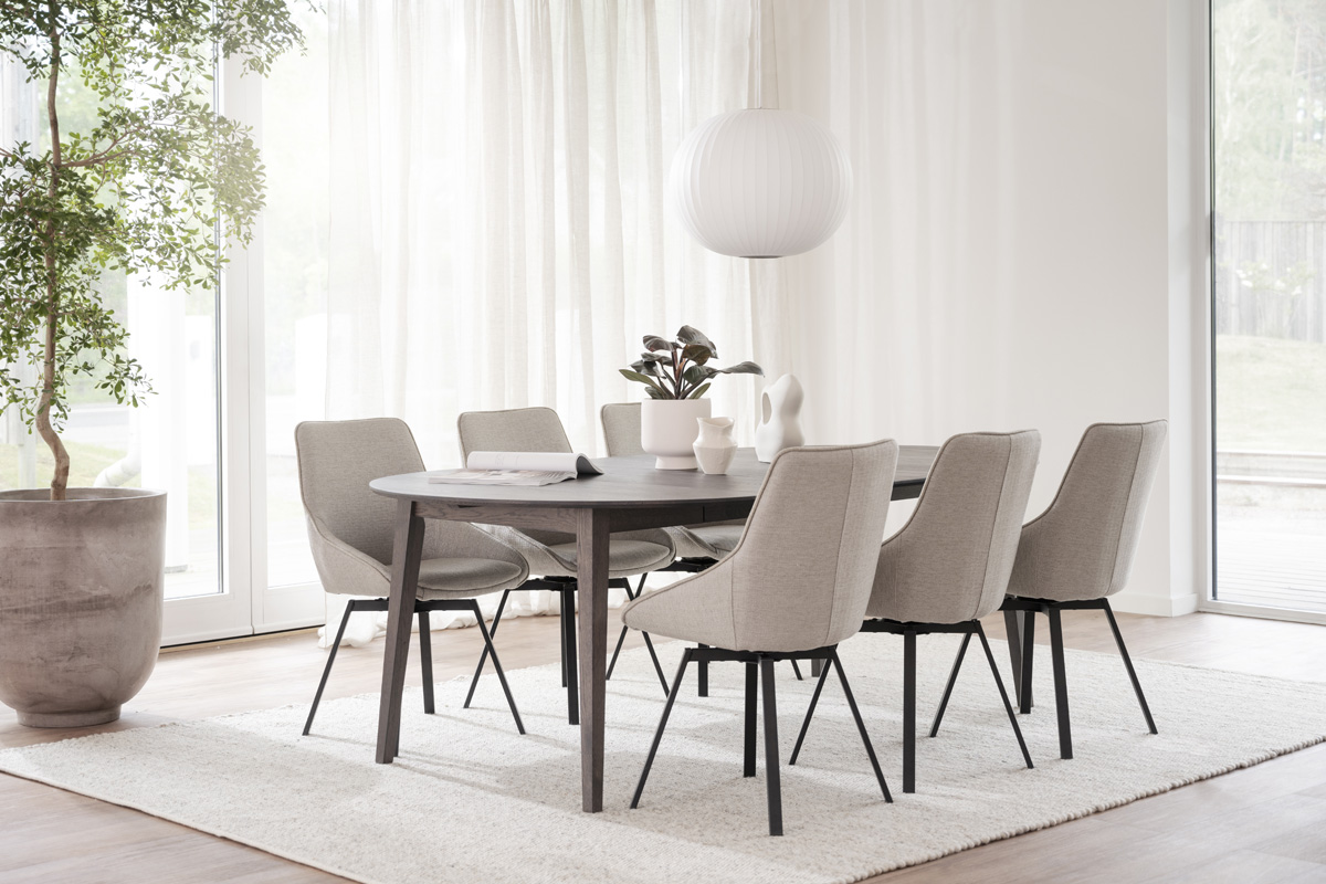 Eettafel Filippa rond Whitewash verlengbaar 170 x 105 cm