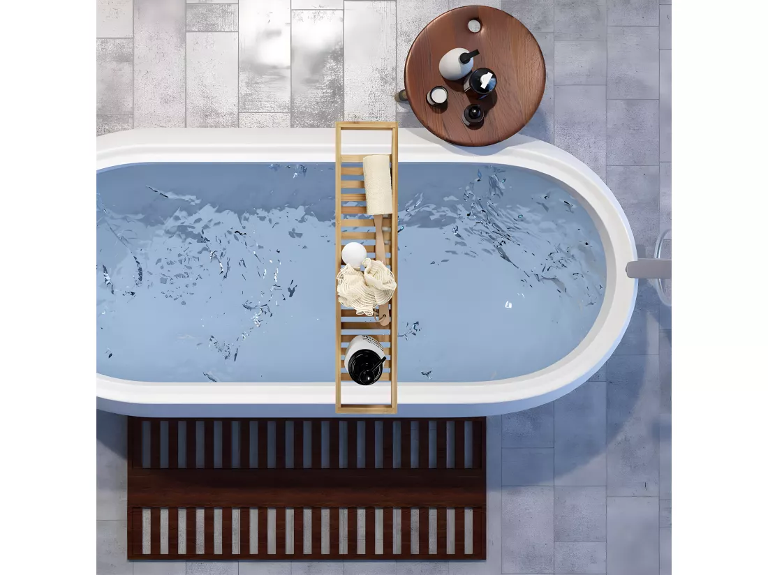 LAZEN - Plateau pour Baignoire en Bambou Longueur 68cm